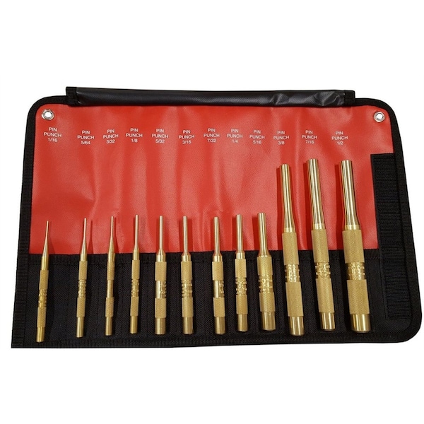12PC BRASS PIN PUNCH INCH SET
